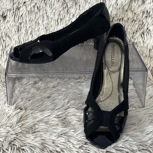 Marbella Gloss Matte Peep Toe Pump Heels Black On Black Cocktail  Minimal Glam 8